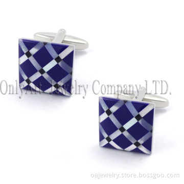 Mosaic Fashion Gemstone Set Brass Cuff Links (OACL0637)